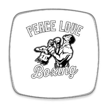 Boxe Peace Love - Magnet carré - blanc - Devant