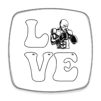 Liebe zum Boxen - Viereckiger Kühlschrankmagnet - Weiß - Vorne