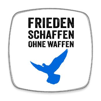 FRIEDEN SCHAFFEN OHNE WAFFEN mit Friedenstaube - Viereckiger Kühlschrankmagnet - Weiß - Vorne