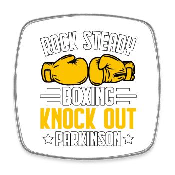 Rock Steady Boxen Knock Out Parkinson - Viereckiger Kühlschrankmagnet - Weiß - Vorne