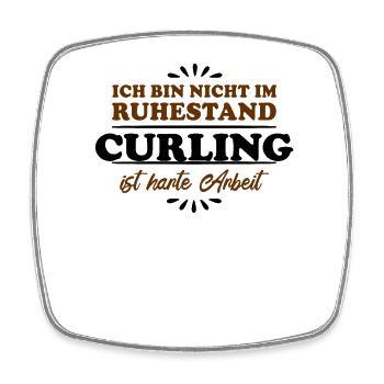 Retraité Retraité Curling - Magnet carré - blanc - Devant