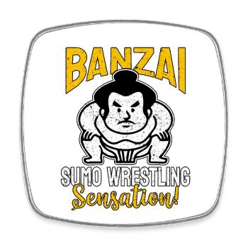 Sensation de lutte de sumo Banzai - Magnet carré - blanc - Devant