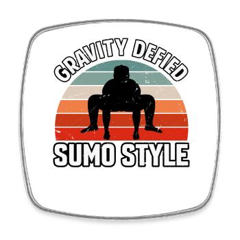Gravity defied Sumo Style - Square fridge magnet - white - Front