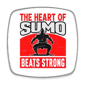 The Heart of Sumo beats strong - Square fridge magnet - white - Front