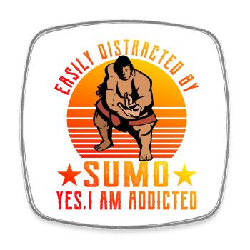Easily Distracted by Sumo yes I am addicted - Square fridge magnet - white - Front
