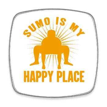Sumo is my Happy Place - Square fridge magnet - white - Front