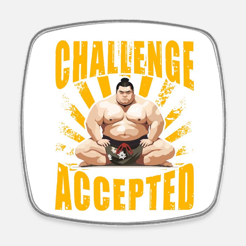 Challenge Accepted Sumo - Square fridge magnet - white