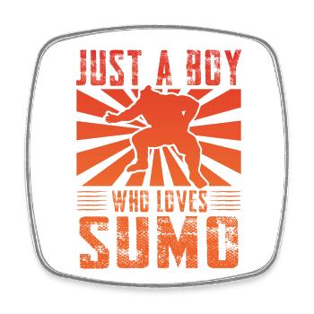 Nur ein Junge, der Sumo liebt - Viereckiger Kühlschrankmagnet - Weiß - Vorne