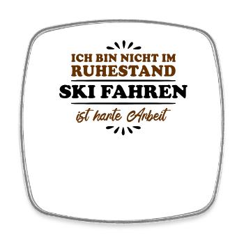 Pensionné Retraité Skieur - Magnet carré - blanc - Devant