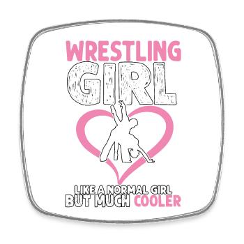 Wrestling Girl comme une fille normale mais beaucoup plus cool - Magnet carré - blanc - Devant