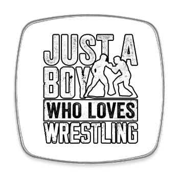 Nur ein Junge, der Wrestling liebt - Viereckiger Kühlschrankmagnet - Weiß - Vorne