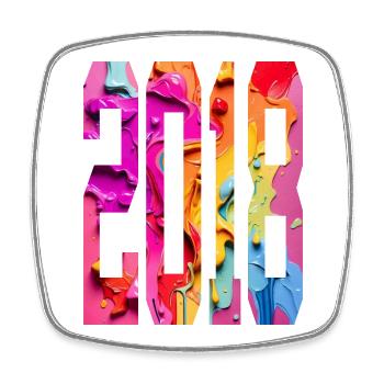 COLORFUL 8TH BIRTHDAY 2018 - Square fridge magnet - white - Front