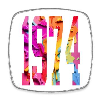 BUNT 52. GEBURTSTAG 1974 - Viereckiger Kühlschrankmagnet - Weiß - Vorne
