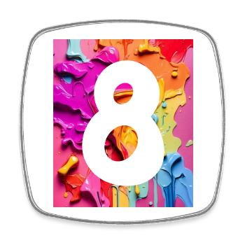 NO. 8 NUMBER 8 COLORFUL 8TH BIRTHDAY - Square fridge magnet - white - Front