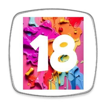 NO. 18 NUMBER 18 COLORFUL 18TH BIRTHDAY - Square fridge magnet - white - Front