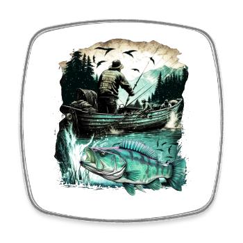 Bass Fish - Square fridge magnet - white - Front