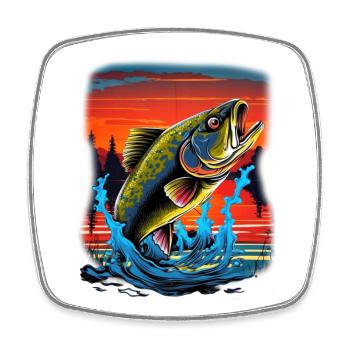 Bass Fish - Square fridge magnet - white - Front