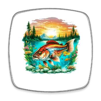 Bass Fish - Square fridge magnet - white - Front