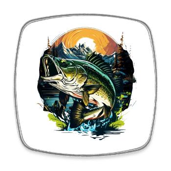 Bass Fish - Square fridge magnet - white - Front