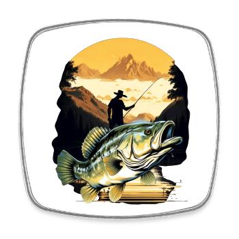 Bass Fish - Square fridge magnet - white - Front