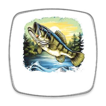 Poisson bar - Magnet carré - blanc - Devant