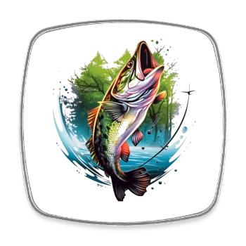 Bass Fish - Square fridge magnet - white - Front