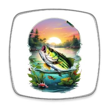 Bass Fish - Square fridge magnet - white - Front
