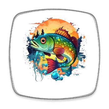 Bass Fish - Square fridge magnet - white - Front