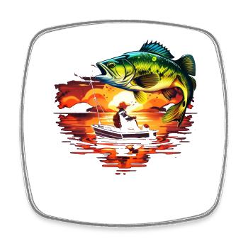 Bass Fish - Square fridge magnet - white - Front