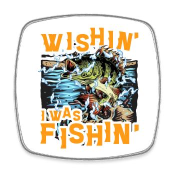 Ich wünschte, ich wäre Fishin - Viereckiger Kühlschrankmagnet - Weiß - Vorne