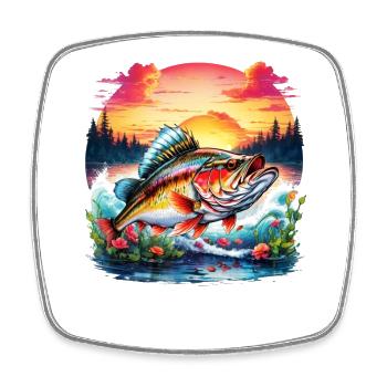 Barsch-Fisch - Viereckiger Kühlschrankmagnet - Weiß - Vorne