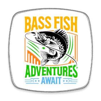 Des aventures avec le Bass Fish vous attendent - Magnet carré - blanc - Devant