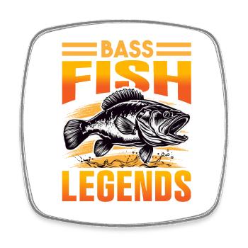 Bass Fish Legends - Square fridge magnet - white - Front