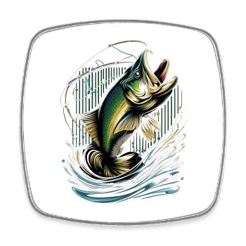 Poisson bar - Magnet carré - blanc - Devant