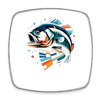 Bass Fish - Square fridge magnet - white - Front