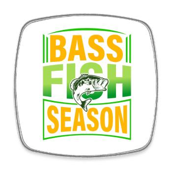 Bass Fish Season - Square fridge magnet - white - Front