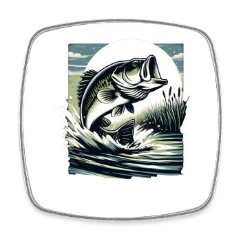 Bass Fish - Square fridge magnet - white - Front