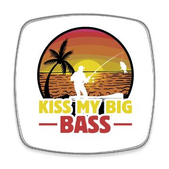 Embrasse ma grosse basse - Magnet carré - blanc - Devant