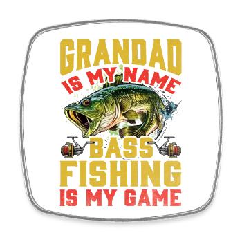 Grand-père est mon nom, la pêche au bar est mon jeu - Magnet carré - blanc - Devant