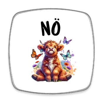 Highland Cow Saying Nope for Boys and Girls - Square fridge magnet - white - Front