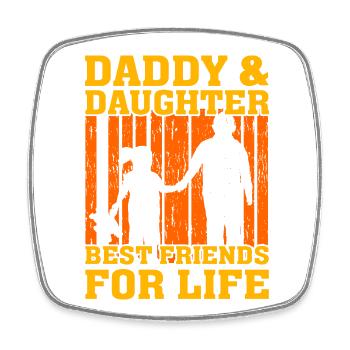 Papa und Tochter beste Freunde fürs Leben - Viereckiger Kühlschrankmagnet - Weiß - Vorne