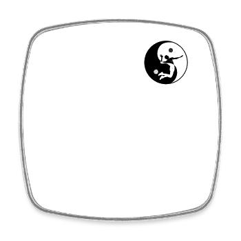 Ballon de volley-ball Joueur de volley-ball Symbole Yin-Yang - Magnet carré - blanc - Devant