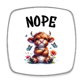 Highland Cow dit non aux garçons et aux filles - Magnet carré - blanc - Devant