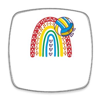 Ballon de volley-ball Volleyeur Rainbow Volleyball - Magnet carré - blanc - Devant