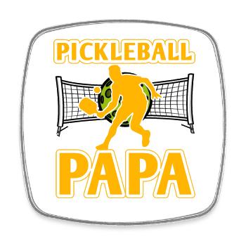 Pickleball-Papa - Viereckiger Kühlschrankmagnet - Weiß - Vorne