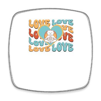 Yoga Anime-Manga Cat Meditation - Square fridge magnet - white - Front