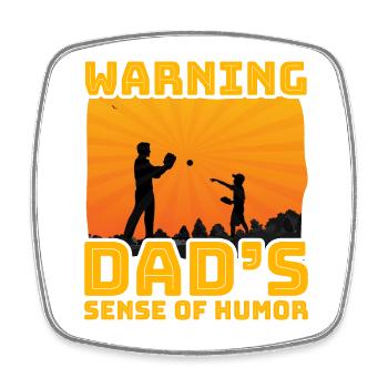 Warnung Papas Sinn für Humor - Viereckiger Kühlschrankmagnet - Weiß - Vorne