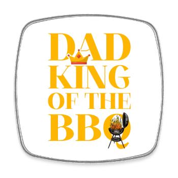 Papa König des Grillens - Viereckiger Kühlschrankmagnet - Weiß - Vorne