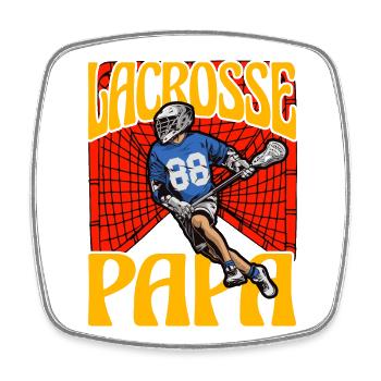 Lacrosse-Papa - Viereckiger Kühlschrankmagnet - Weiß - Vorne