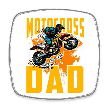 Motocross-Vater - Viereckiger Kühlschrankmagnet - Weiß - Vorne